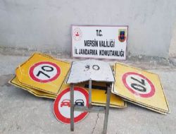 Mut'da trafik uyarı levhalarını çalan 1 kişi gözaltına alındı