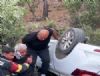 Seyir halindeki otomobil devrildi 1 yaral�